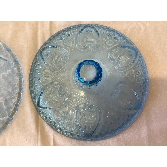 Indiana Glass Aqua Lidded Candy Dish, Heart and Flowers Pattern - Picture 10 of 11